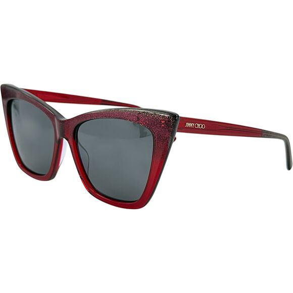 Jimmy Choo Lucine S Womens Plastic Sunglass 0DXLT4 Red Glitter 55-16 Italy - Picture 1 of 5